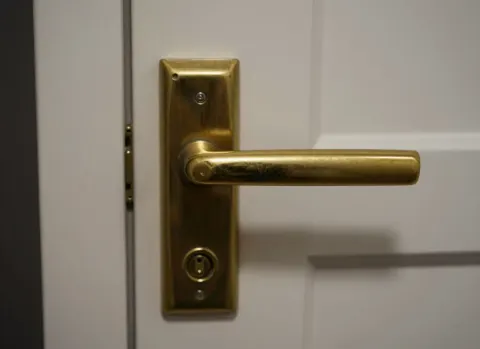 Türbeschlag im Detail an einer Wohnungstür